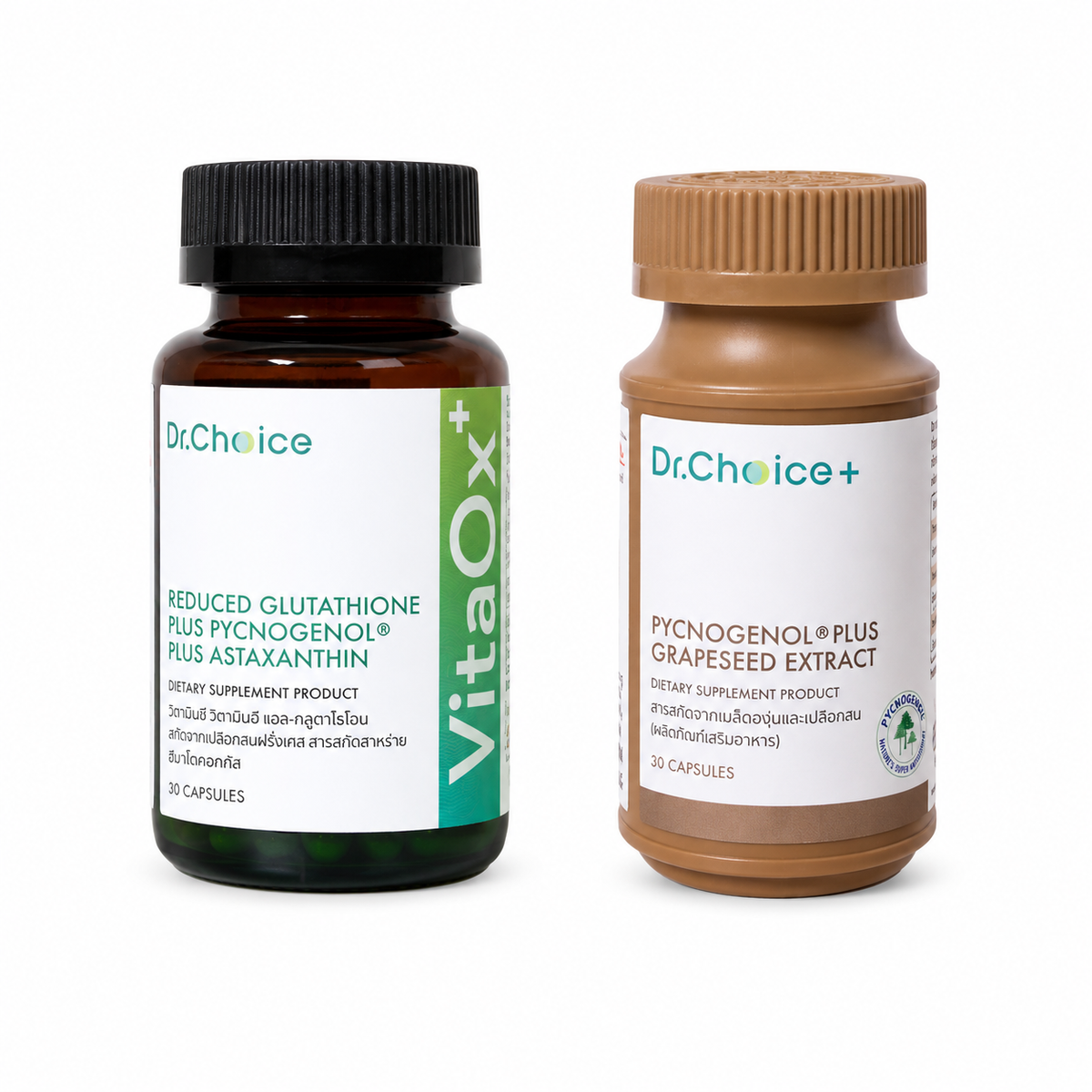 [เขียว + น้ำตาล] VitaOx+ คู่ Pycnogenol Plus Grapeseed complex